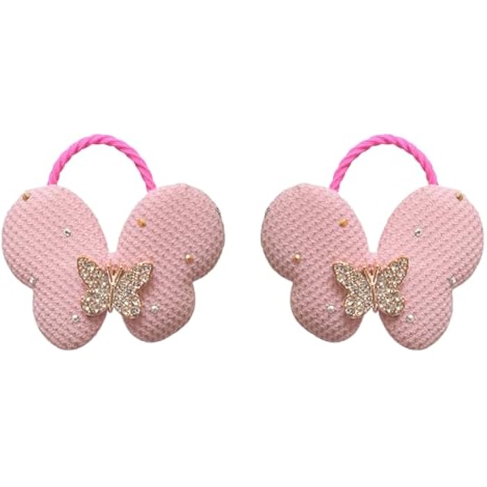 Daphne 2 Pieces Butterfly Shape Hair Ties - Pink Fuchia - Image 1